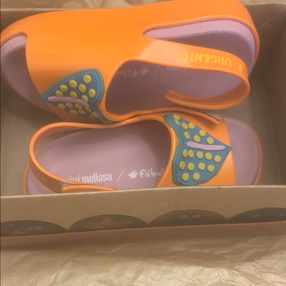 Mini Melissa Orange and Purple Sandals with Playful Design